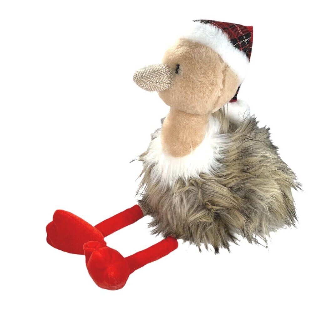 Pier 1 Imports 2019 Savanna Ostrich Plaid Stocking Santa Christmas Hat Plush 19" - Picture 4 of 9